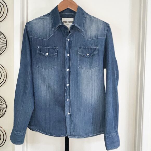 Ditch Plains Other - Ditch Plains Mens Denim Western Pearl Snap Cowboy Cut Shirt - Blue, Size M
